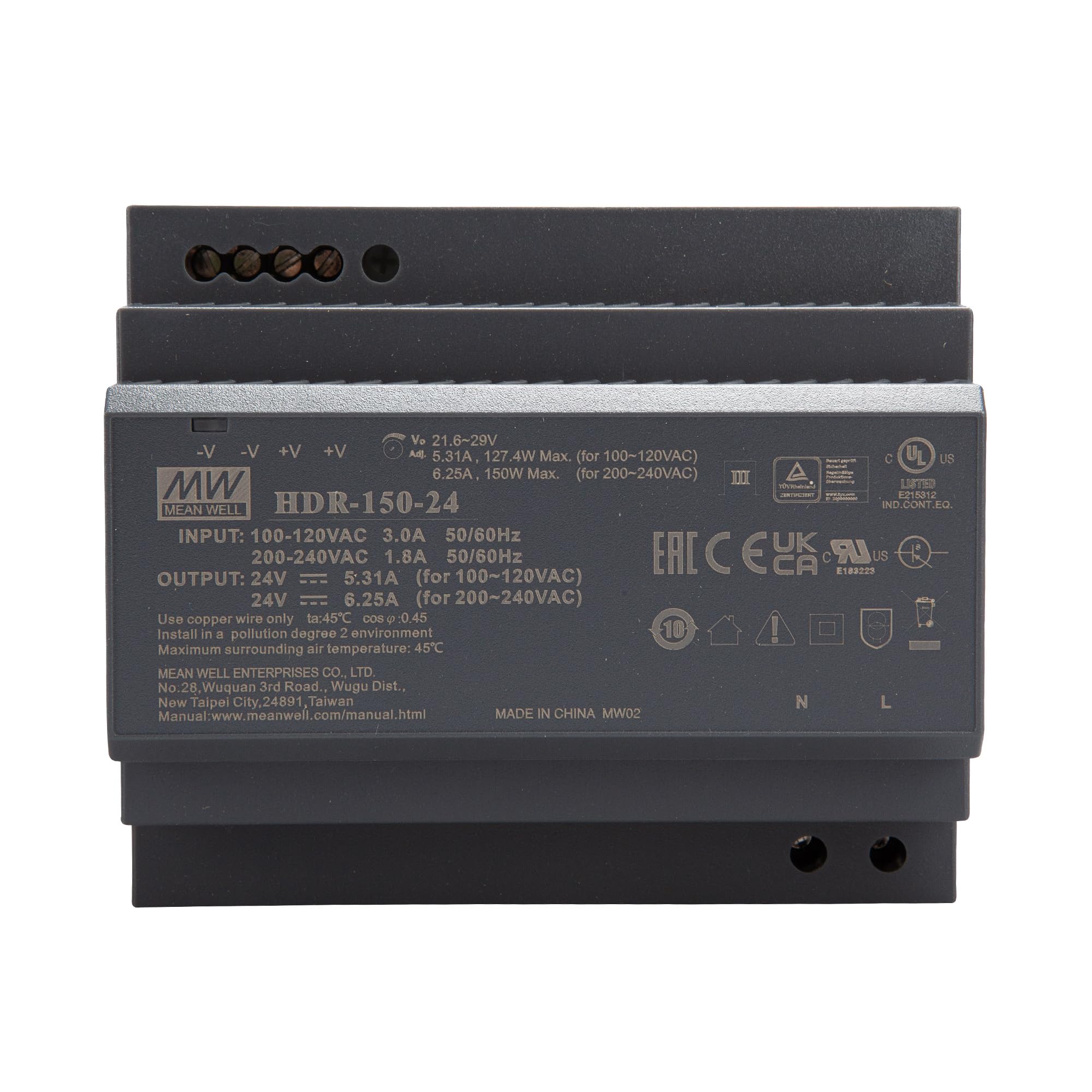 Mean Well Hutschienen-Netzteil 24 V/DC 150 W, 1 Ausgang