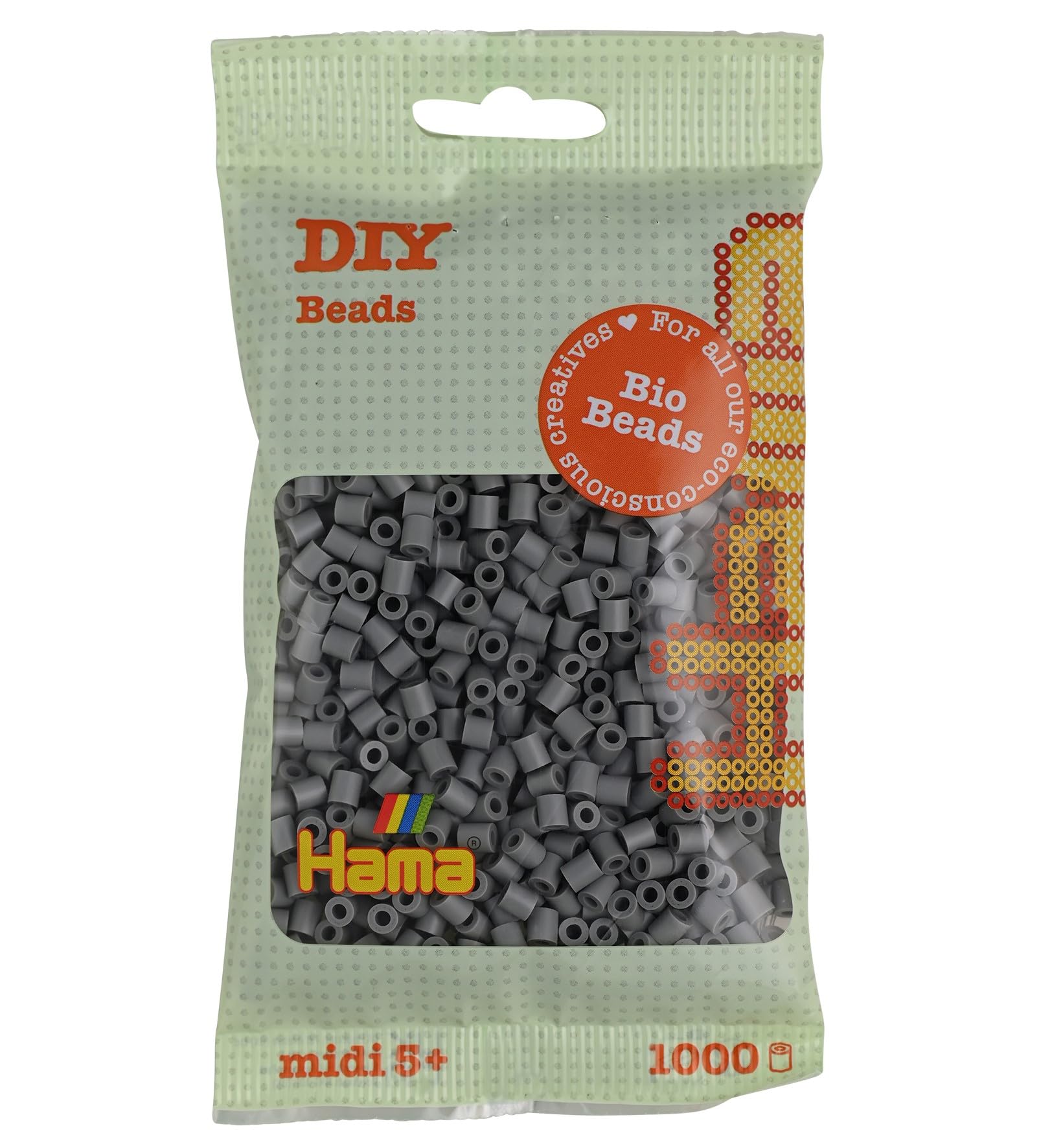 Hama Midi Bio Beads Bag | Approx. 1000 Fuse Beads | Mosaic Decoration Arts & Craft for Creative Children Ages 5+ | Grey โ image 1