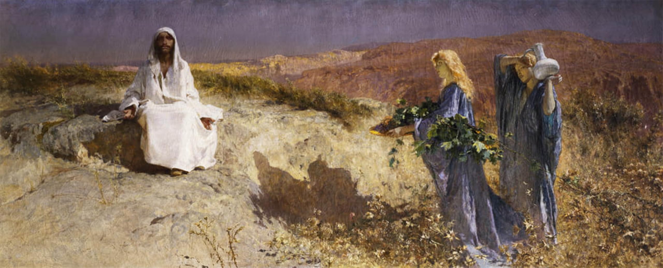 SERENDIPITP Vintage Picture Print on Canvas Wall Art Poster Christ in the Desert by Domenico Morelli Artwork Print Poster for Wall Decor 60x90cm