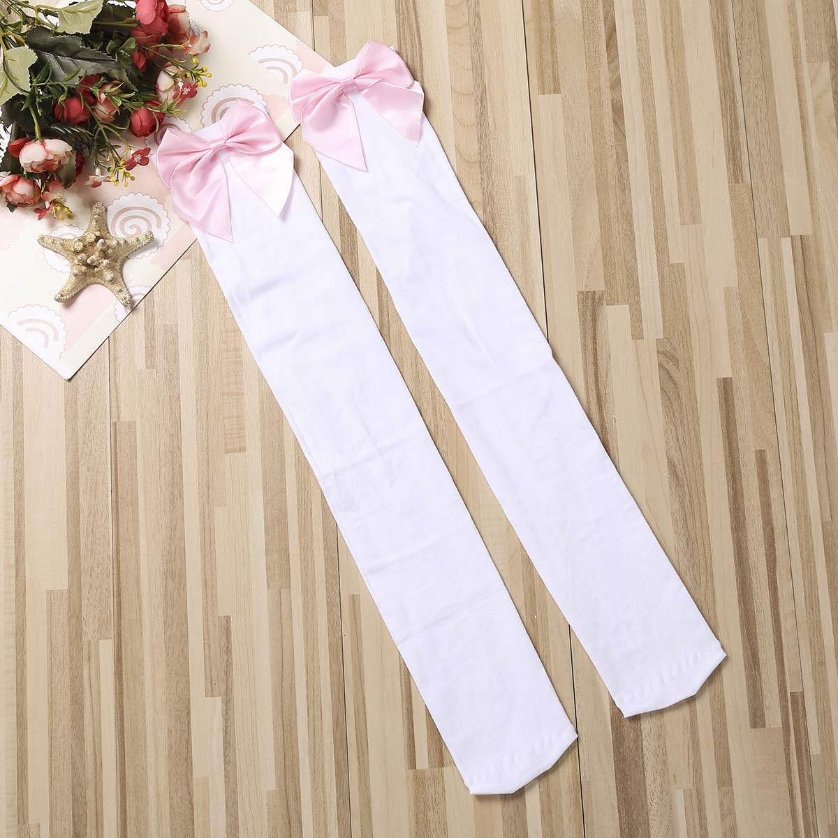 DSORVICD Women's Thigh High Stockings with Bow Opaque Over The Knee Socks Sexy Lingerie Stocking
