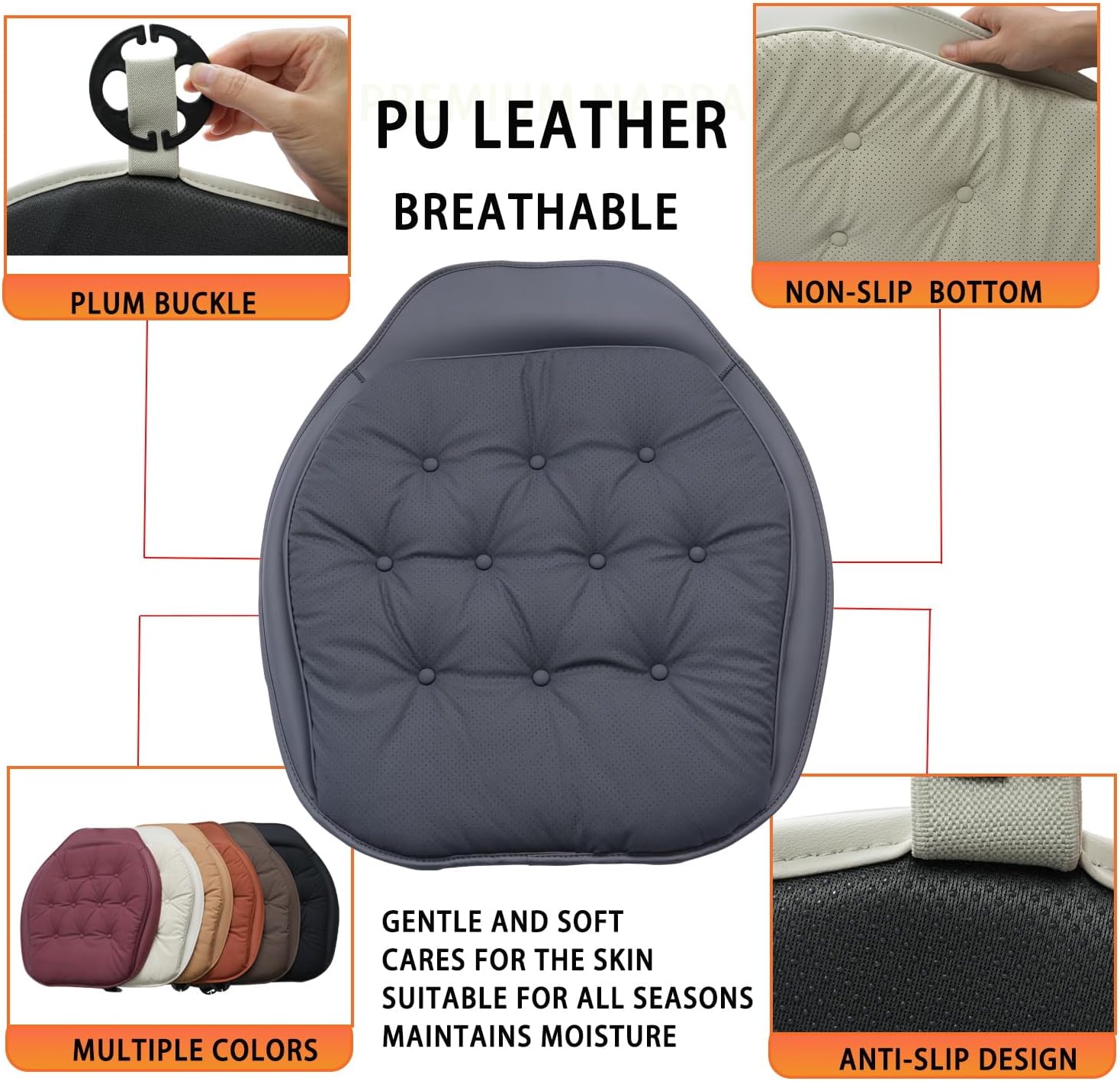 Car seat Cushions Sciatica & Lower Back Pain Relief fit for Car Driver Ergonomic Memory Foam Waterproof and wear-Resistant Covers 2 pc Front seat Black