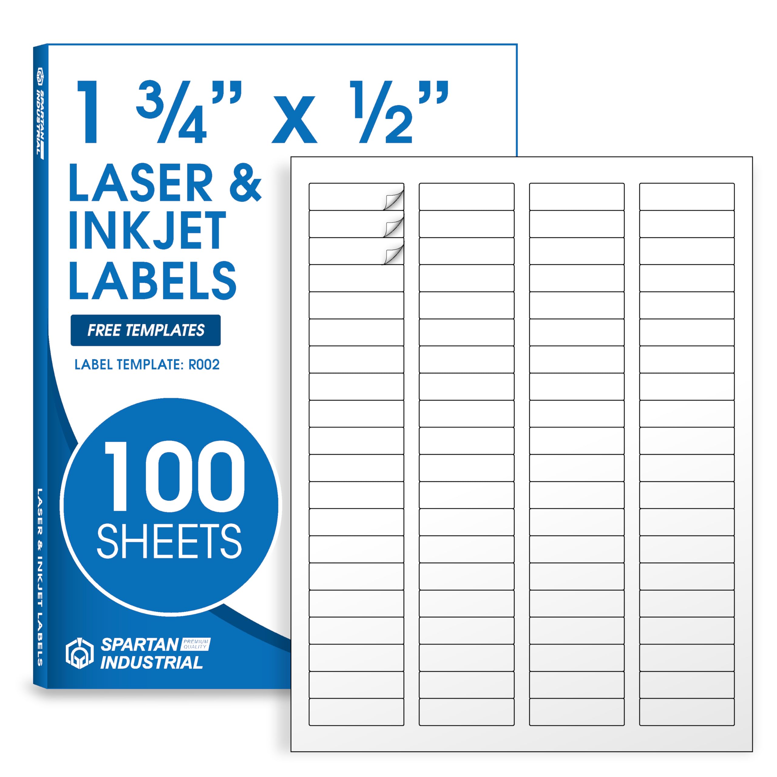 1.75" X 0.5" Matte White Return Address Labels (100 Sheets, 8000 Stickers) Mailing Labels for Envelopes, File Folder Stickers for Laser & Inkjet