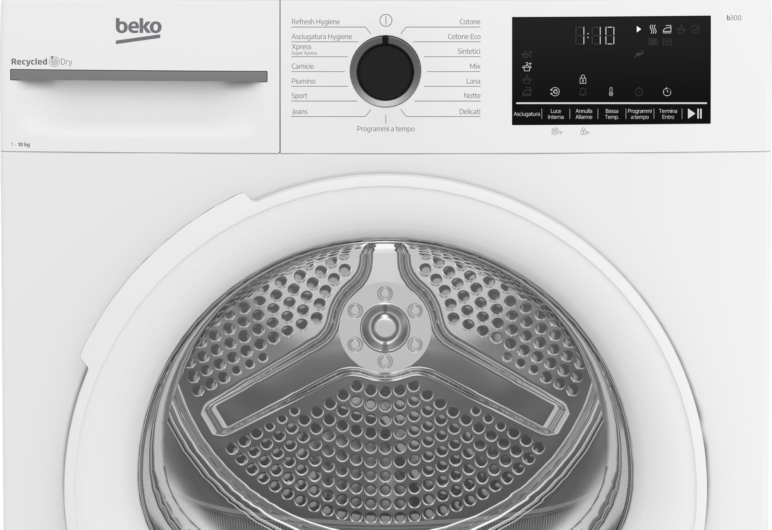 Beko BMT104EW – sèche-linge, Autonome, 10 kg, moteur inverseur, Classe C, SteamCure, 15 programmes, Display XL, Blanc – 84,6 x 59,8 x 67,2 cm (H x l x P)