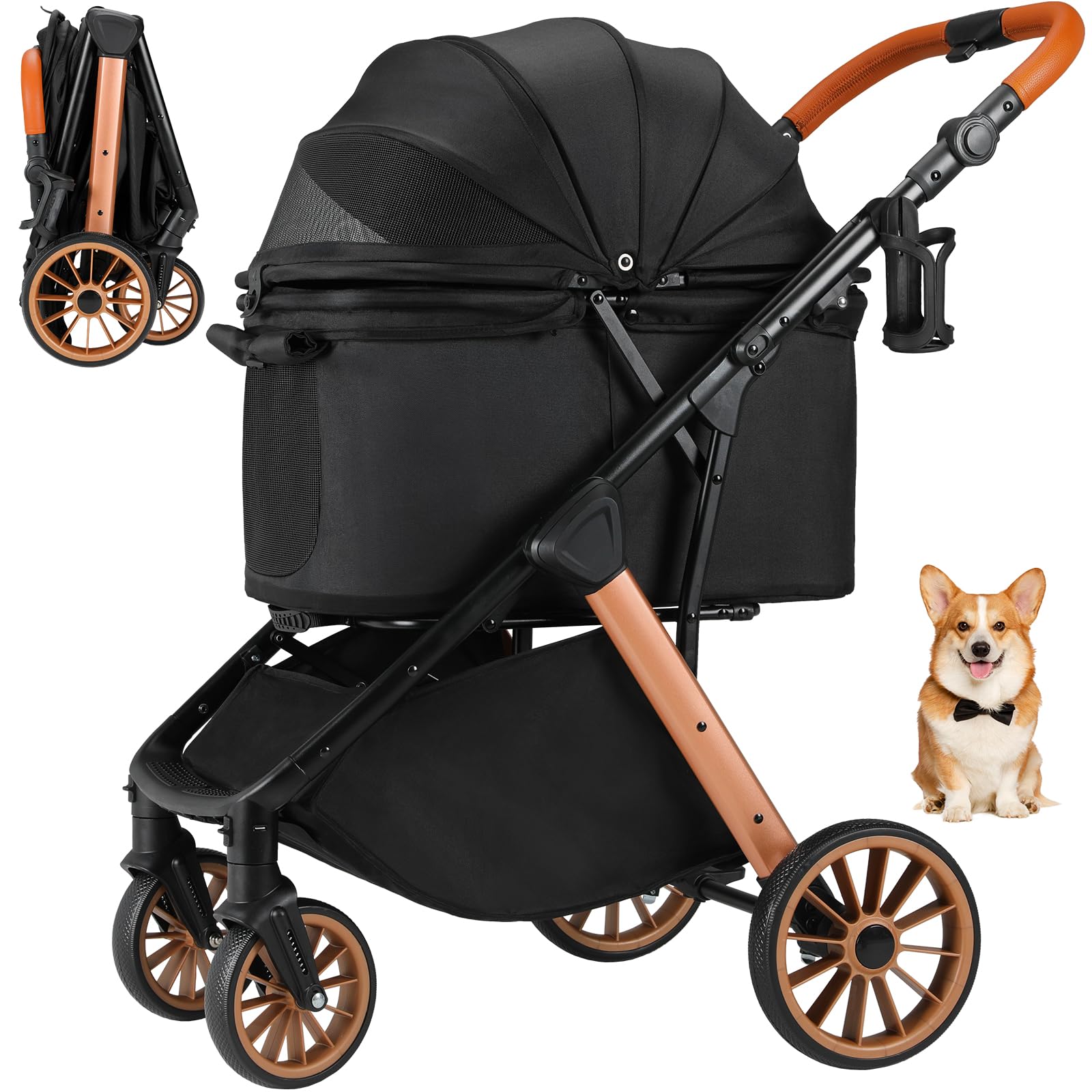 Poussette pour chiens avec roues en caoutchouc durables et sac amovible - 8