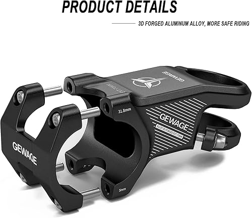 Miniatura 4 de GEWAGE 31.8 - Tallo de bicicleta de montaña de 8 grados para manillar corto para bicicleta de carretera, bicicleta de montaña, MTB, BMX