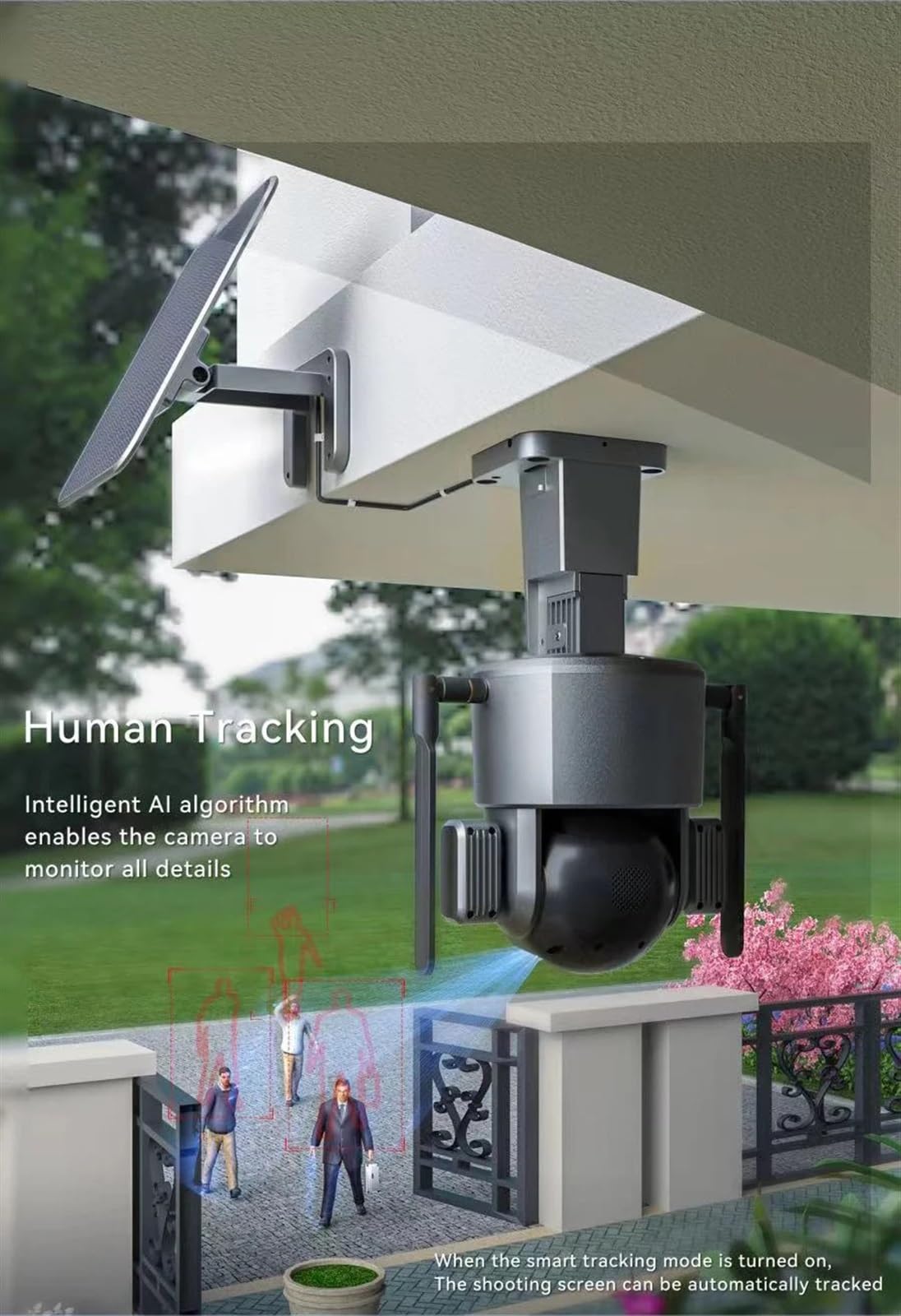 Kamera bezpieczeństwa zewnętrzna, Kamera słoneczna 4G/Wifi 4K HD 10-krotny zoom Kamera telewizji przemysłowej Bezpieczeństwo Kamera zewnętrzna AI Humanoidalne śledzenie IR Night Vision PTZ IP Camera S