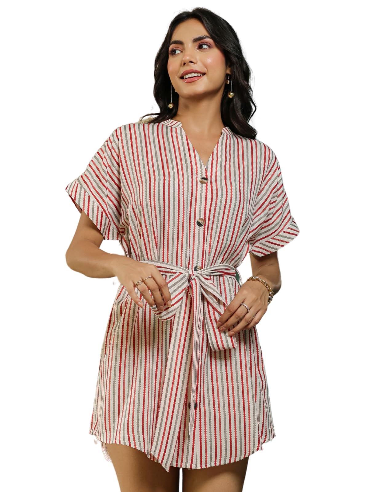 Greciilooks Rayon Mid-Thigh Length One Piece Maxi Bodycon Dresses Midi Dress For Women (Gl-Wd1224_Red