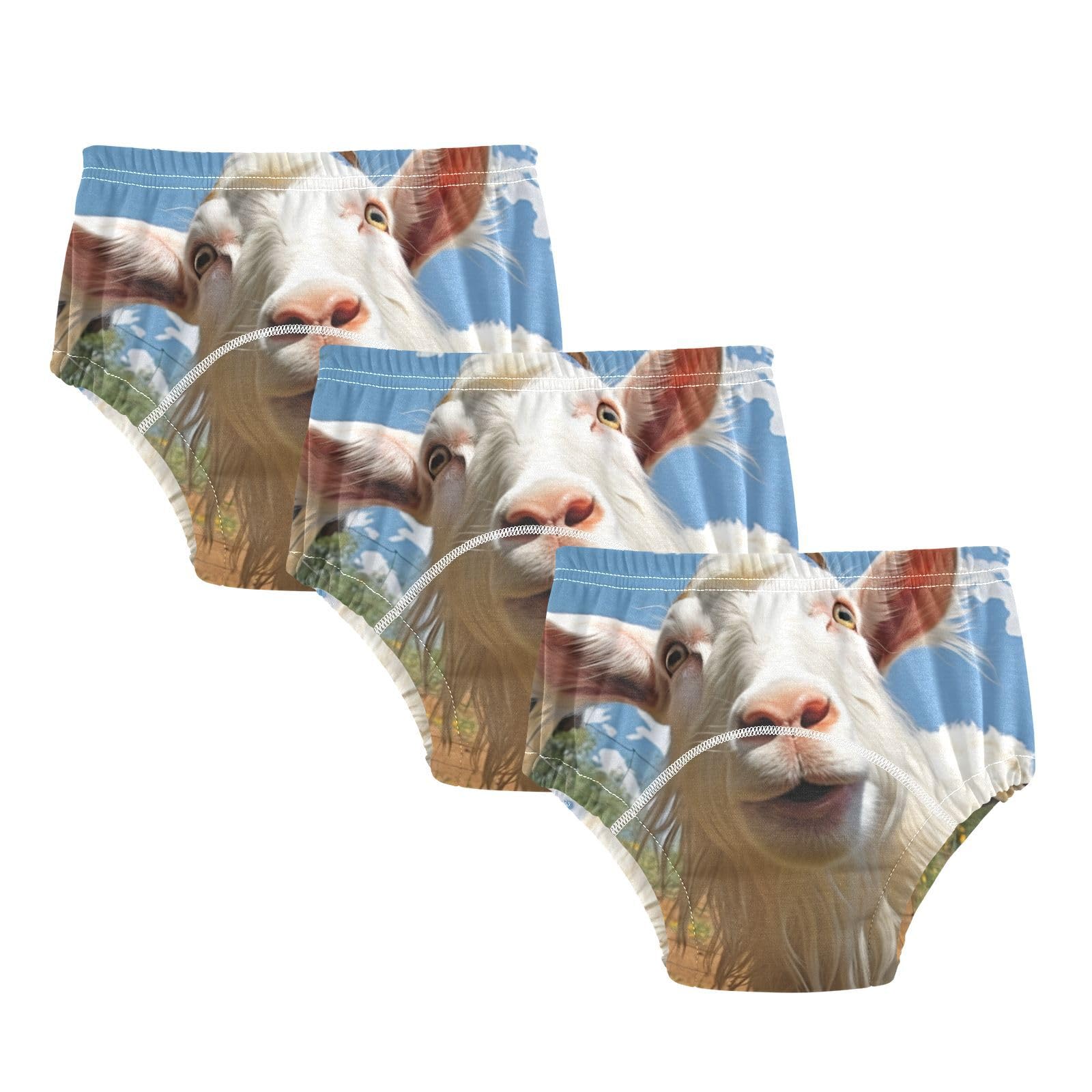 Coikll Goat Looks Into The Camera Toddler Training Underwear Waterproof Baby Pee Pants-3T Multicolor