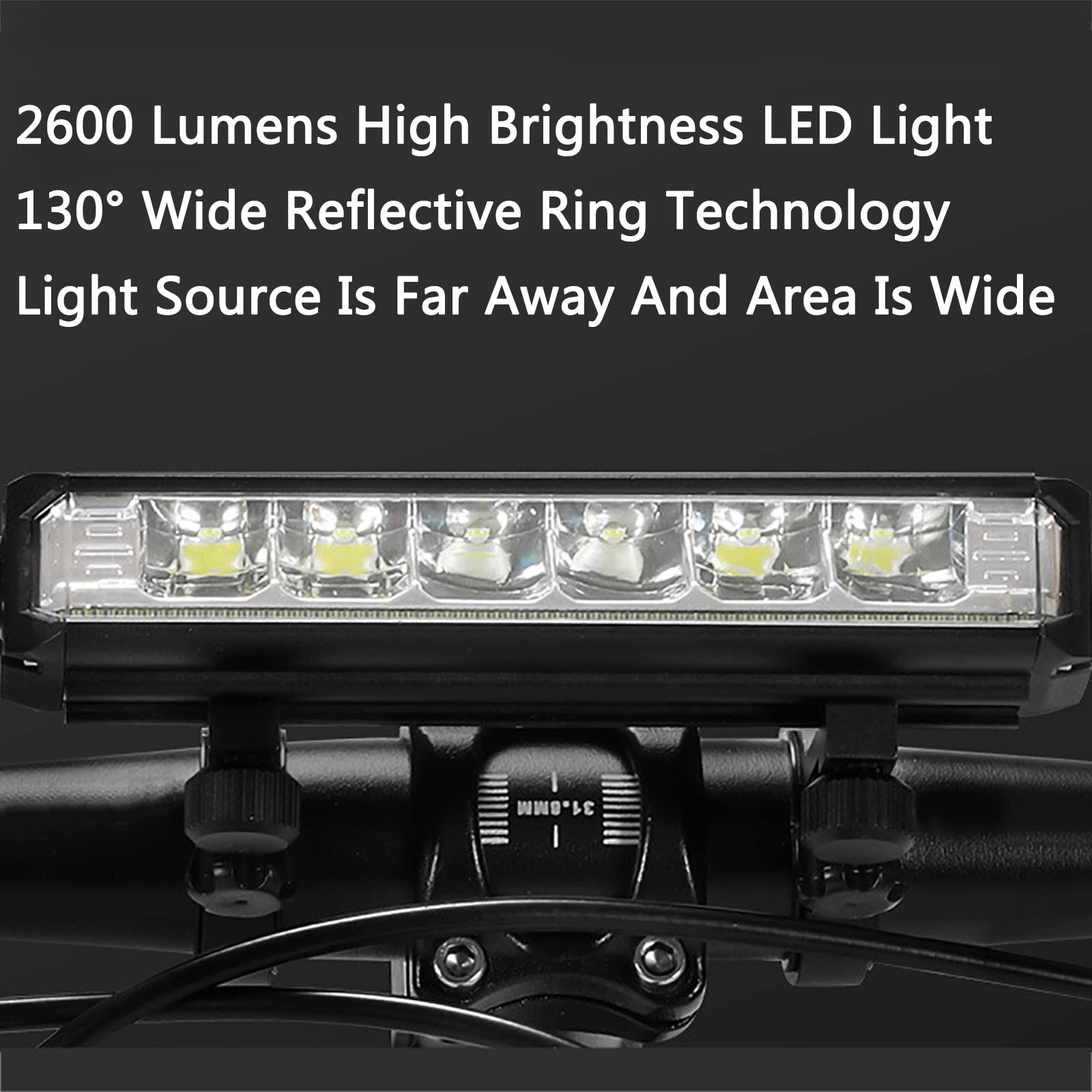 6 Lampek Rowerowych LED, Wodoodporna Lampa Do Jazdy Nocnej O Mocy 2600 Lumenów Z Migającym Modelem, Technologia Pierścienia Odblaskowego 130° I Konstrukcja Przeciwodblaskowa