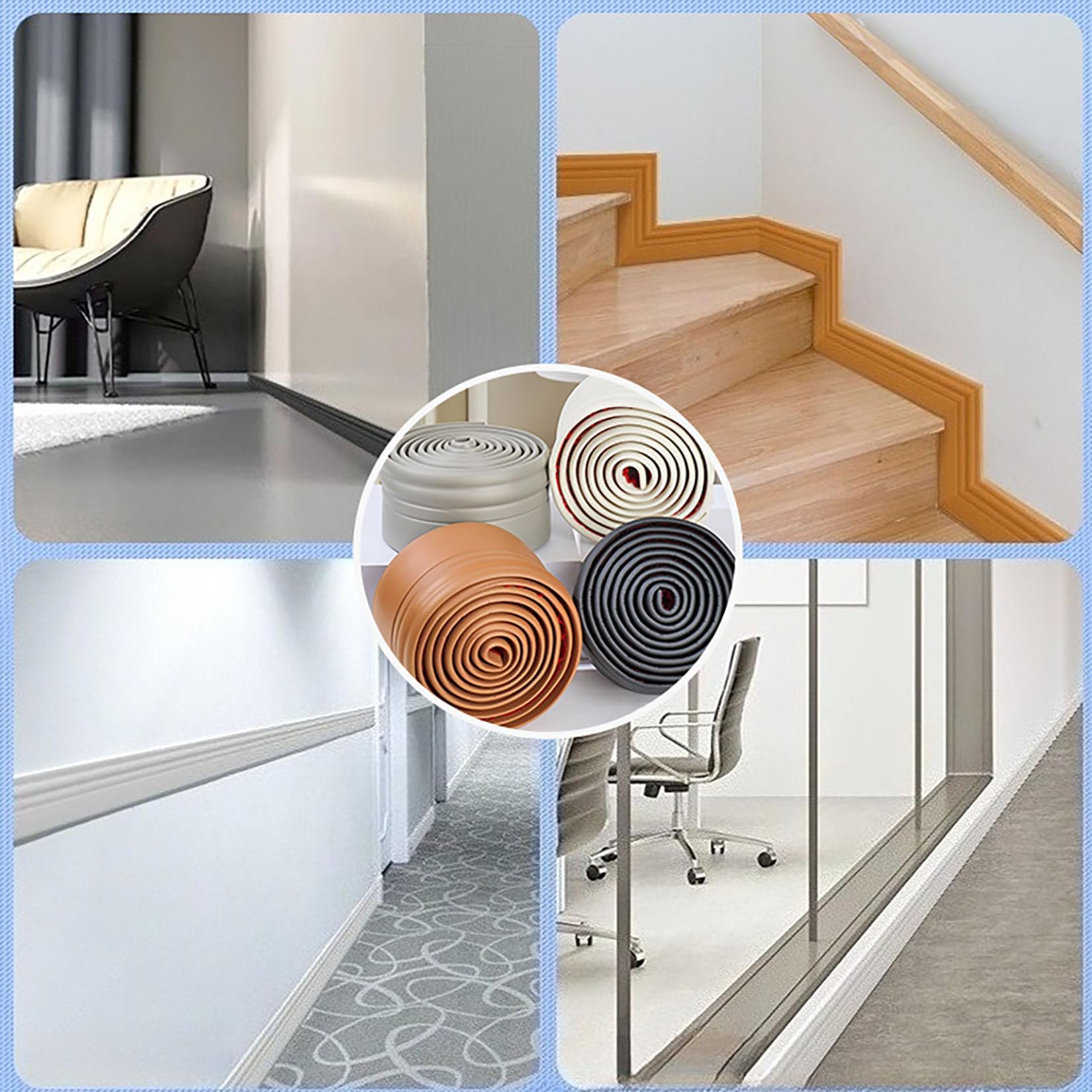 Rodapies autoadhesivo rodapié blando de 12cm de ancho zócalos decorativos base de pared zócalo flexible autoadhesivo molduras decorativas,para cocina,baño,pared y suelo (5m Largo) (Blanco)