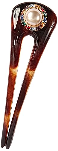 Caravan Juego de horquillas decoradas a mano con perlas grandes y piedras de cristal Swarovski, 65 onzas