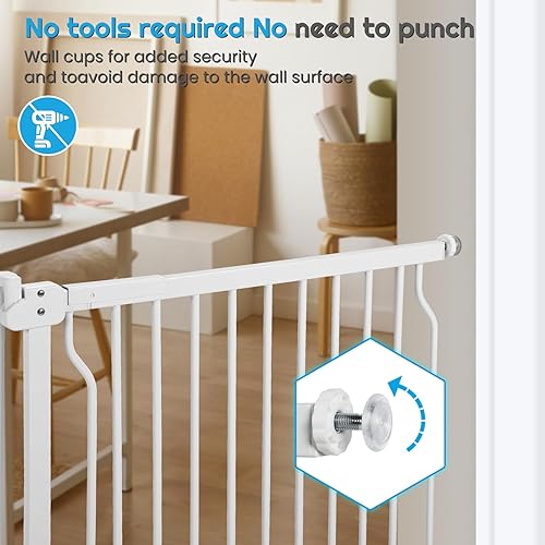 Miniatura 3 de Puerta de bebé extra ancha para escaleras con puerta, 30 pulgadas de alto 75.8-85 pulgadas de ancho, fácil de instalar para interiores, puerta de