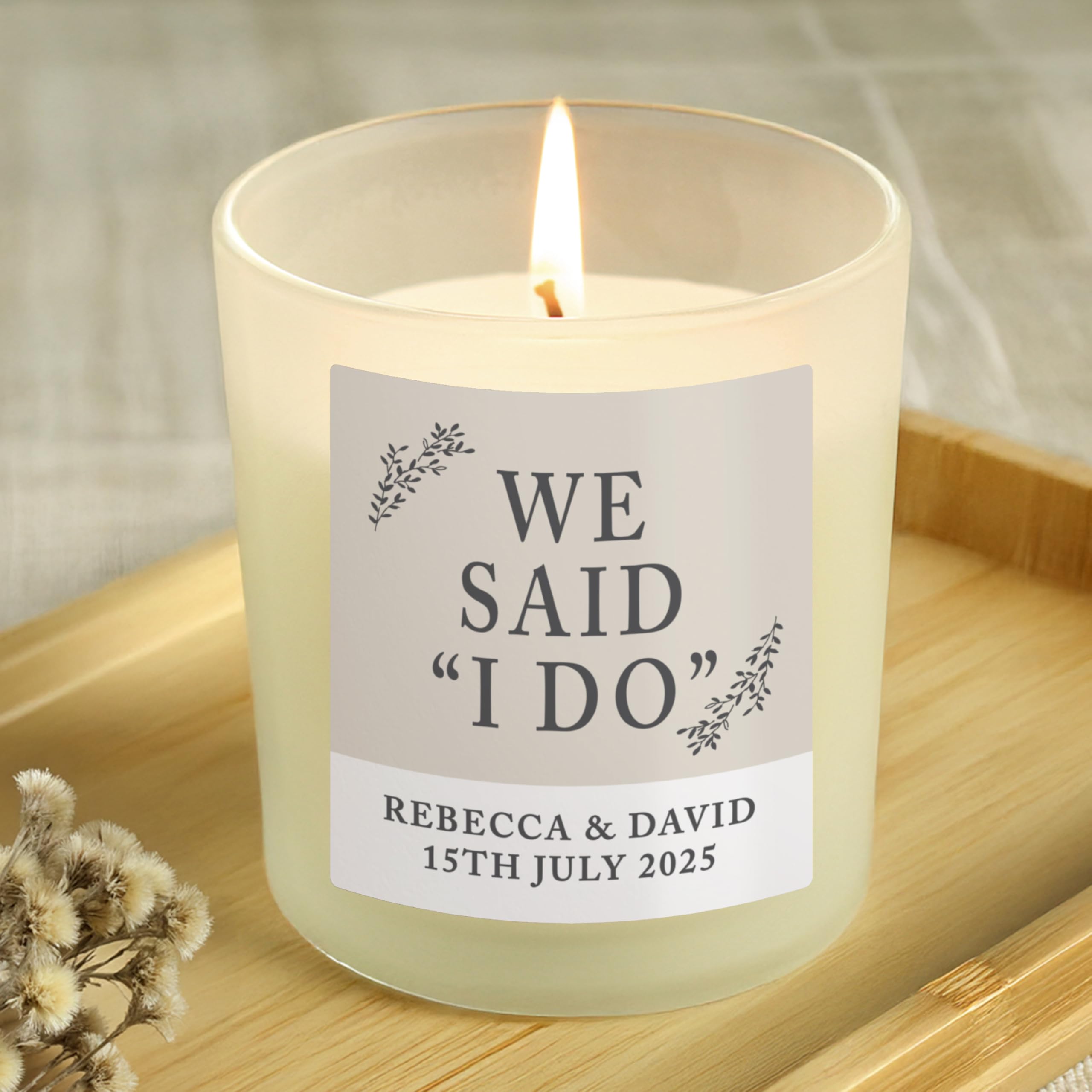 Custom Personalised I Do Wedding Glass Candle in a Jar - for Wedding, Couples, Engagement