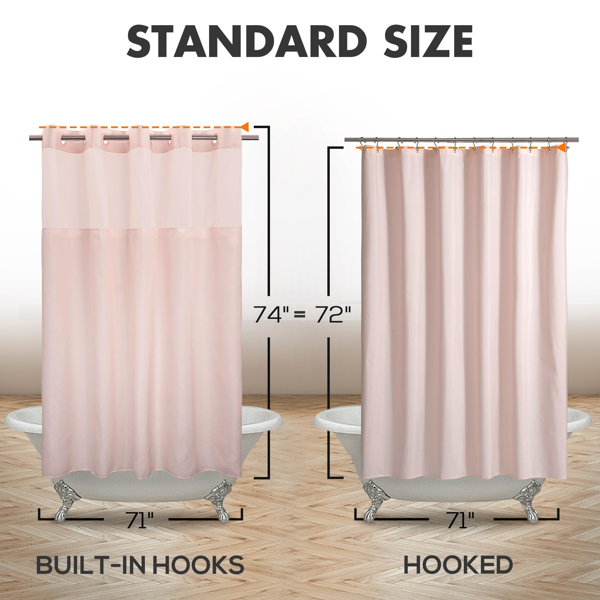 No Hook Slub Textured Shower Curtain with Snapin PEVA Liner Set 71