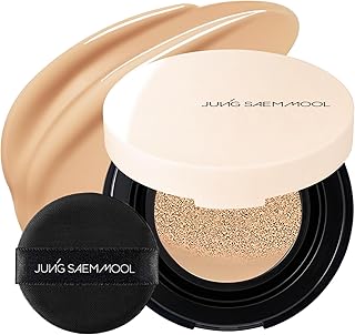 JUNG SAEM MOOL Essential Skin Nuder Cushion Mini 22W Sand 0.17 Fl Oz, Natural Radiant Finish Cushion Foundation with Buildable Coverage, Lightweight Texture, Korean Foundation Makeup
