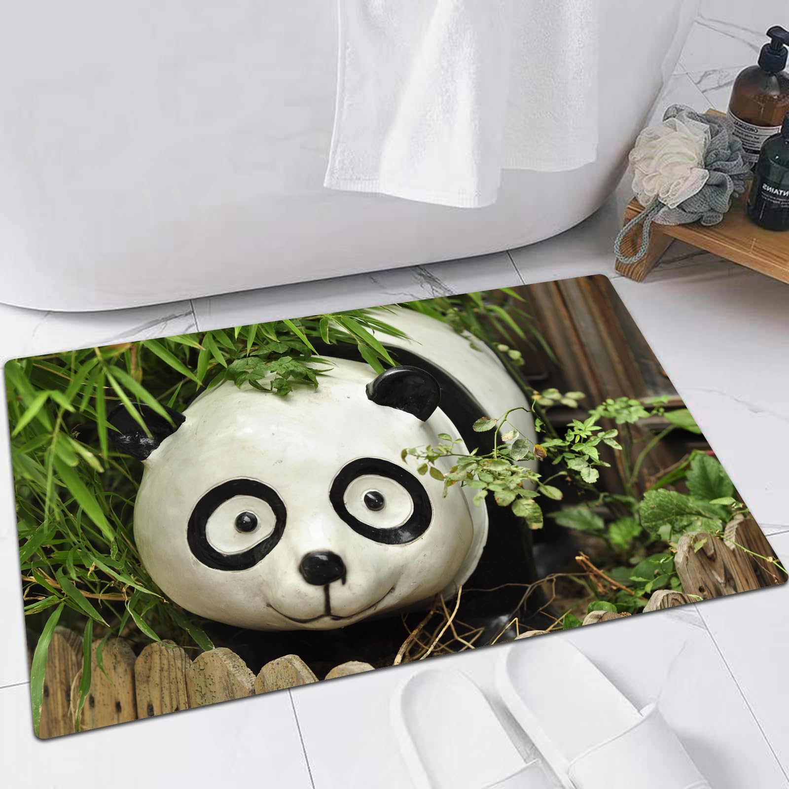 EMFSLA Bath Mat 24x35 in,The clay panda,Non-Slip Bathroom Mat Machine-Washable,Ultra Soft and Water Absorbent Bath Rug for Bathroom
