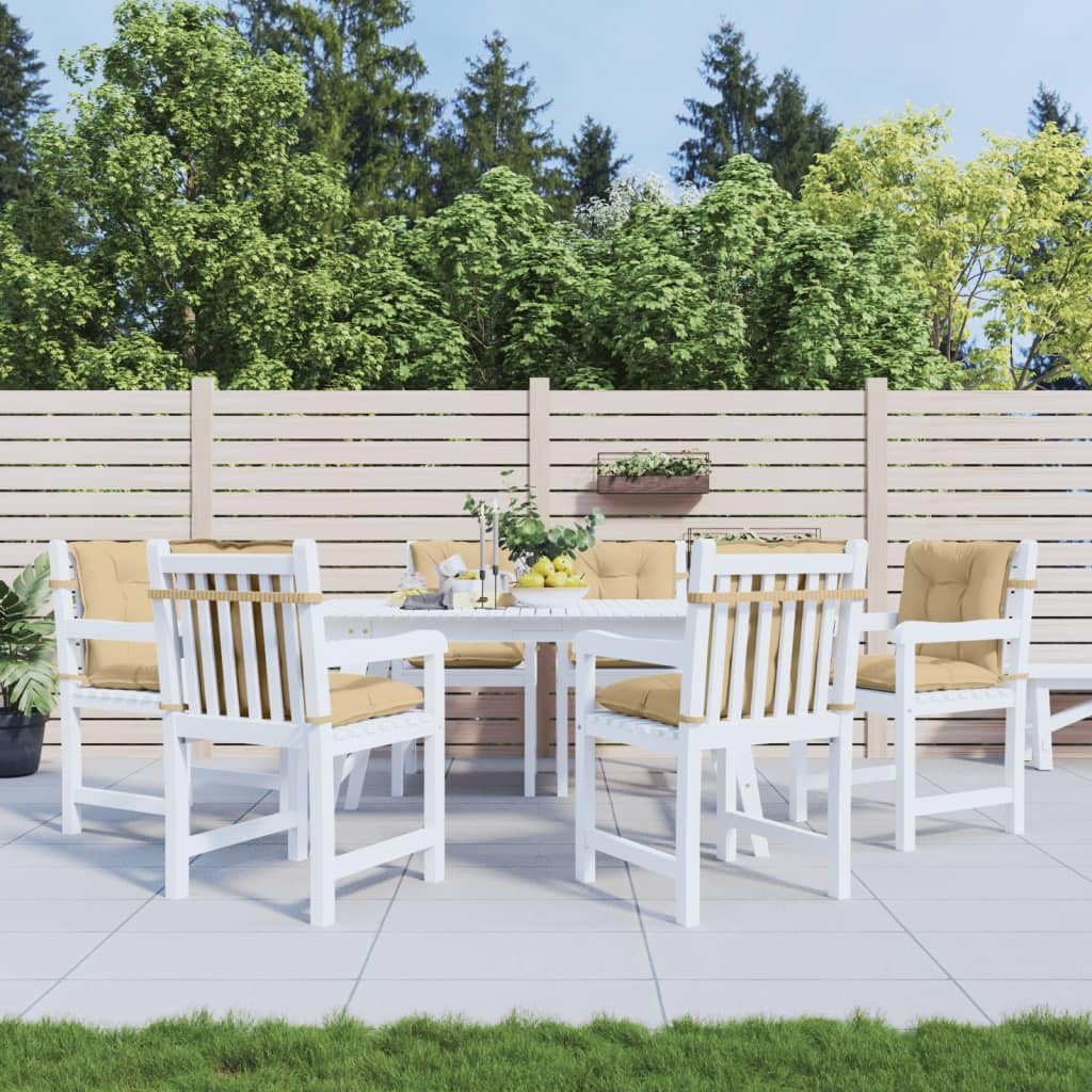 6 cuscini per sedia con schienale basso, beige, 100 x 50 x 7 cm, in tessuto, antiscivolo, con elastico e cordoncini, ergonomici per sedia da giardino, sala da pranzo e ufficio
