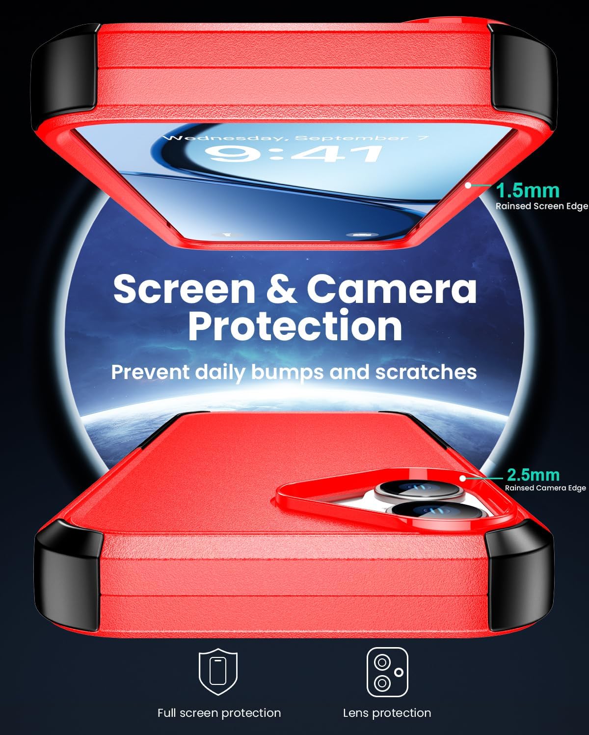 Magnetic for iPhone 17 Case, Compatible with Magsafe,2X Screen Protector,Military-Grade Protection, Drop-Proof Phone Cover for iPhone 17 6.3 inchs,Red