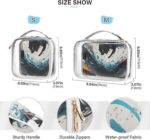Miniatura 4 de Watercolor Cat Clear Toiletry Bag for Traveling,2 Pack Makeup Cosmetic Bag with Zipper,Travel Bag for Toiletries,Travel Essentials 21214359