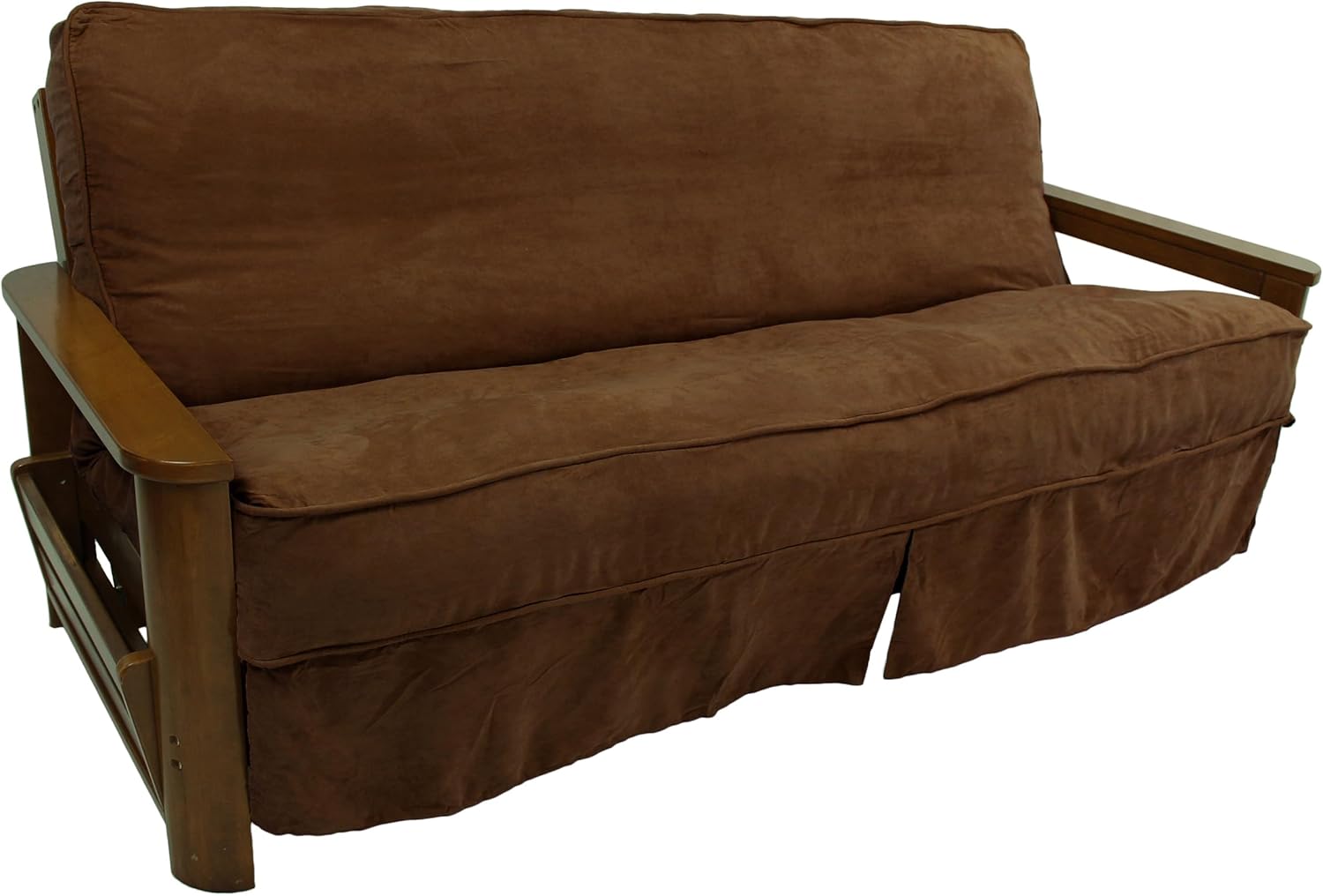 Blazing Needles Solid Microsuede Double Corded 8" to 9" Futon Slipcover, Full, Chocolate