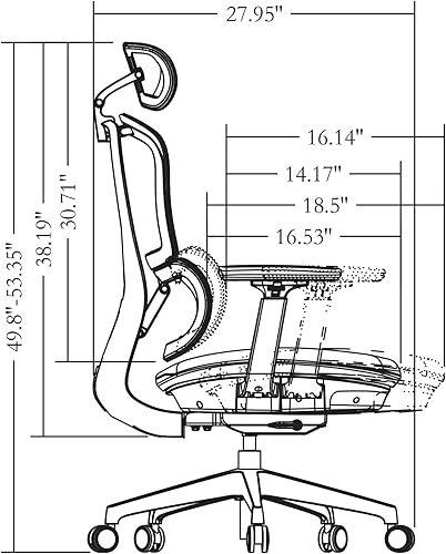 Miniatura 6 de WORKPRO Momentum Silla ergonómica de malla con respaldo alto, color gris