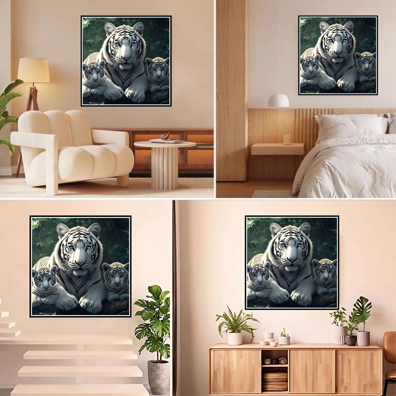 5D Diamond Painting Kit Complet, Diamond Painting Enfant Animal Plein Foret Peinture Diamant Tigre pour Adulte Débutant, Activité Manuelle Cristal Art Canevas Kit pour Décoration Murale 70x70cm FX#167