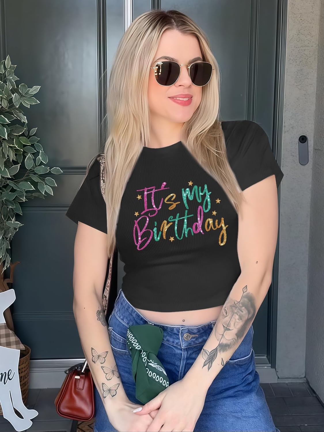 Birthday Outfits for Women Its My Birthday Graphic Tees Glitter Tops Girl Short Sleeve Shirt Y2k Clothes - Image 4