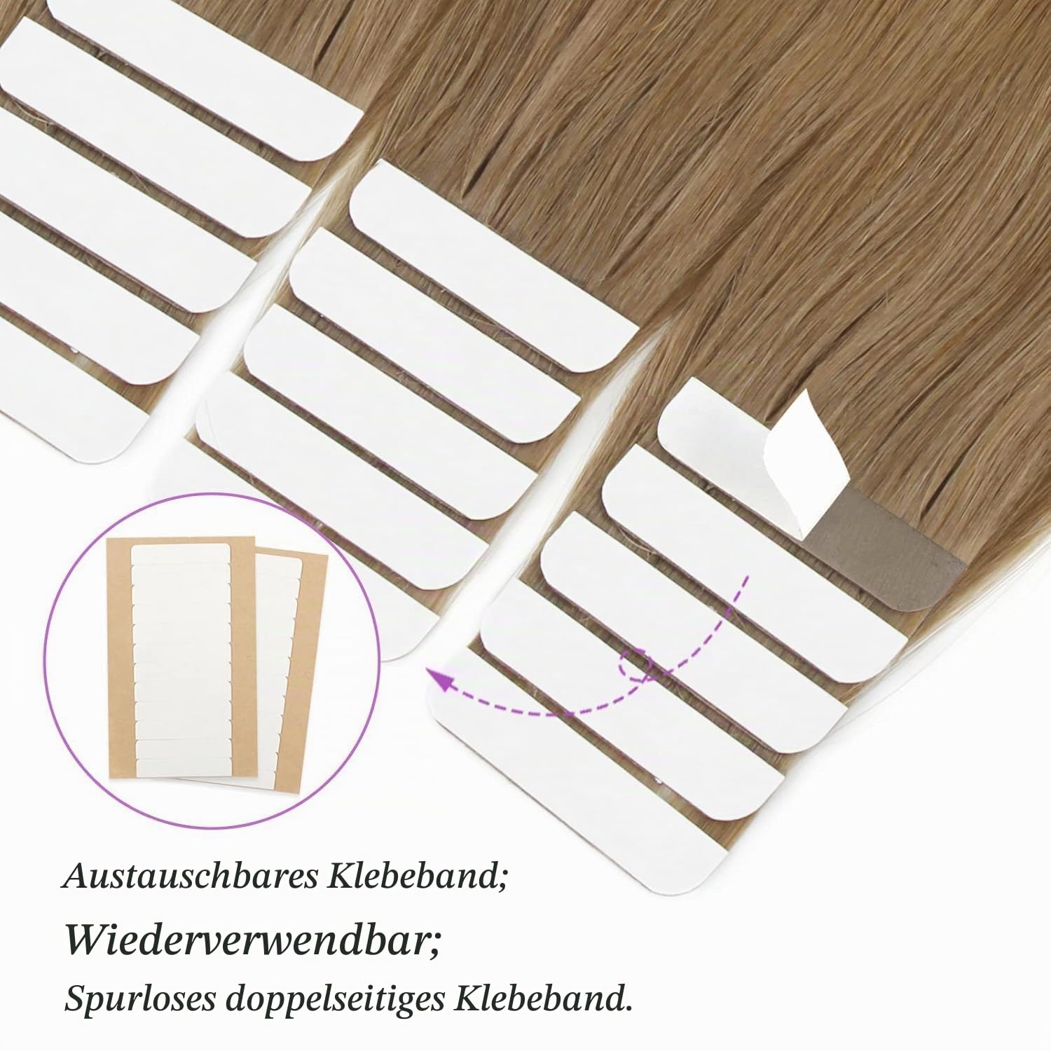 ABH AMAZINGBEAUTY HAIR Blond Tape Haarverlängerung 55cm Balayage | Remy Tape Extensions Echthaar, Skin Weft, #B8-18-60 Ombre Braun 50g 20 Stück, Unsichtbar, Wiederverwendbar, Haarverlängerung