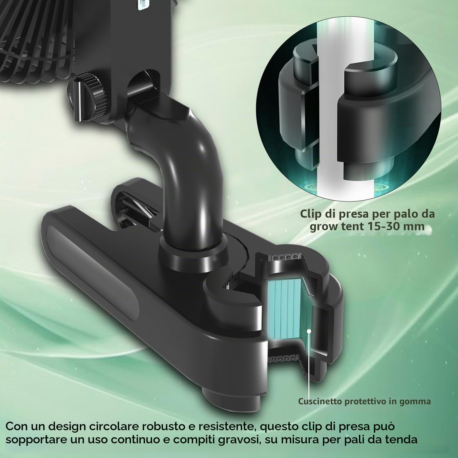 10W Grow Ventilatore con Clip, 10 velocità Ventilatore Automazione Oscillante, EC Motore, Silenzioso Clip Fan per Grow Tent.