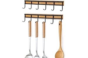 Kitchen Utensil Rack: Wall Mounted Hook Rail with 6 Hooks for Ultimate Kitchen Organization