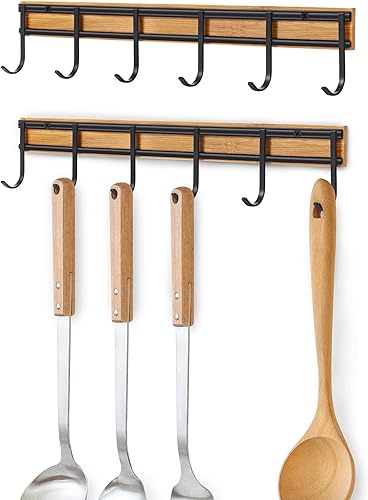 ANGOSUFI Gancho adhesivo para utensilios de cocina, ganchos de pared, riel de cocina, sin perforar, colgador de accesorios para montaje en pared con