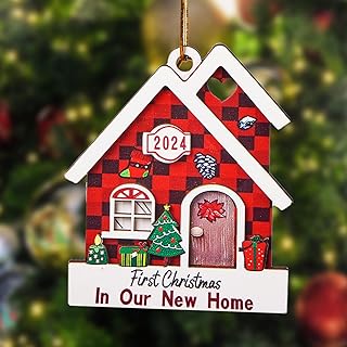 House Warming Gifts Ornament 2024 New Home Gift Ideas Housewarming Gifts for New House Newly Wed Closing for Women Home Owners Couple or Home Buyers Wood New Home First Christmas Ornament