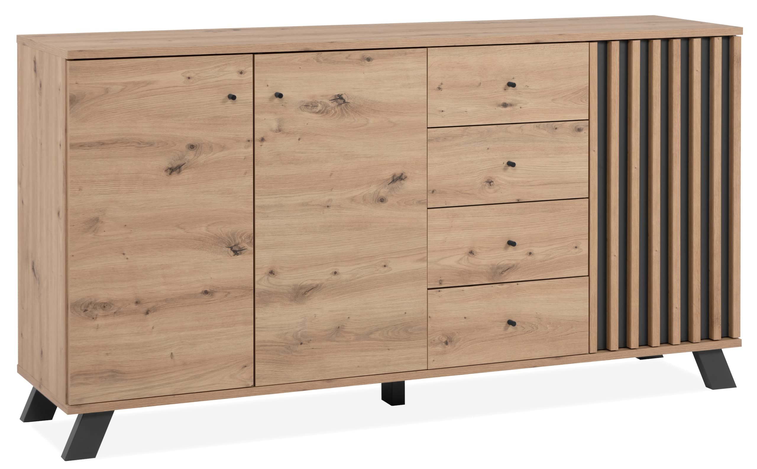 DEINE TANTE EMMA Medan 51C – Kommode/Sideboard, Artisan Eiche Optik, Lamellenfront
