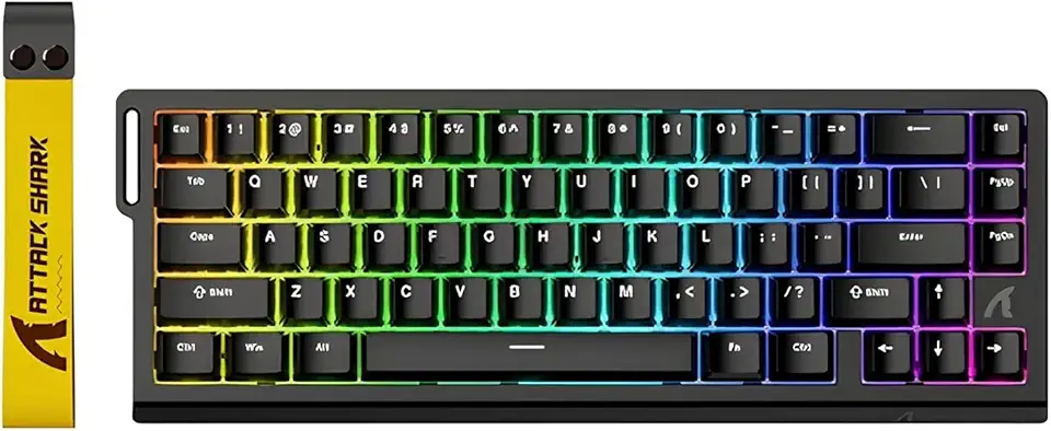 Teclado Gamer ATTACK SHARK X68 HE Magnético RGB 8K – Switch Hall Effect Outemu Amber, 68% Compacto, Layout US, Cabo Destacável, Antighosting Completo (Preto)