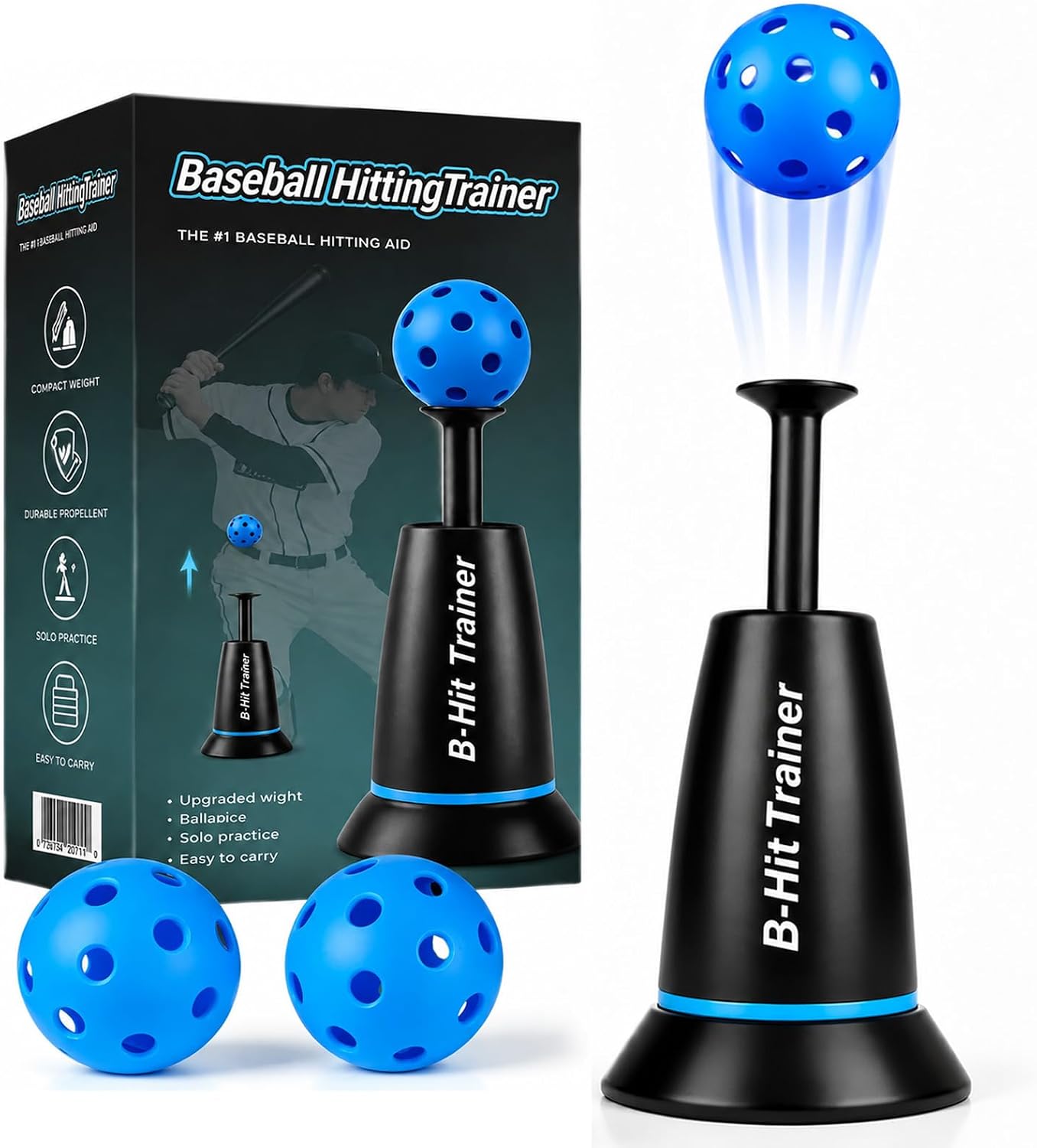 Pop-Up Baseball Training Tee Ball Popper, Hitting Tee for Perfect Swings | Includes 3 popper balls for solo hitting practice.Great swing trainer to improve hitting timing and ball contact skills.