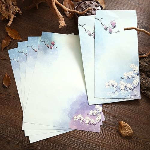 Miniatura 8 de SCStyle 16 bonitos sobres retro de 8.46 x 4.33 pulgadas, 32 encantadores diseños especiales kawaii estilo chino papelería papel carta de escritura