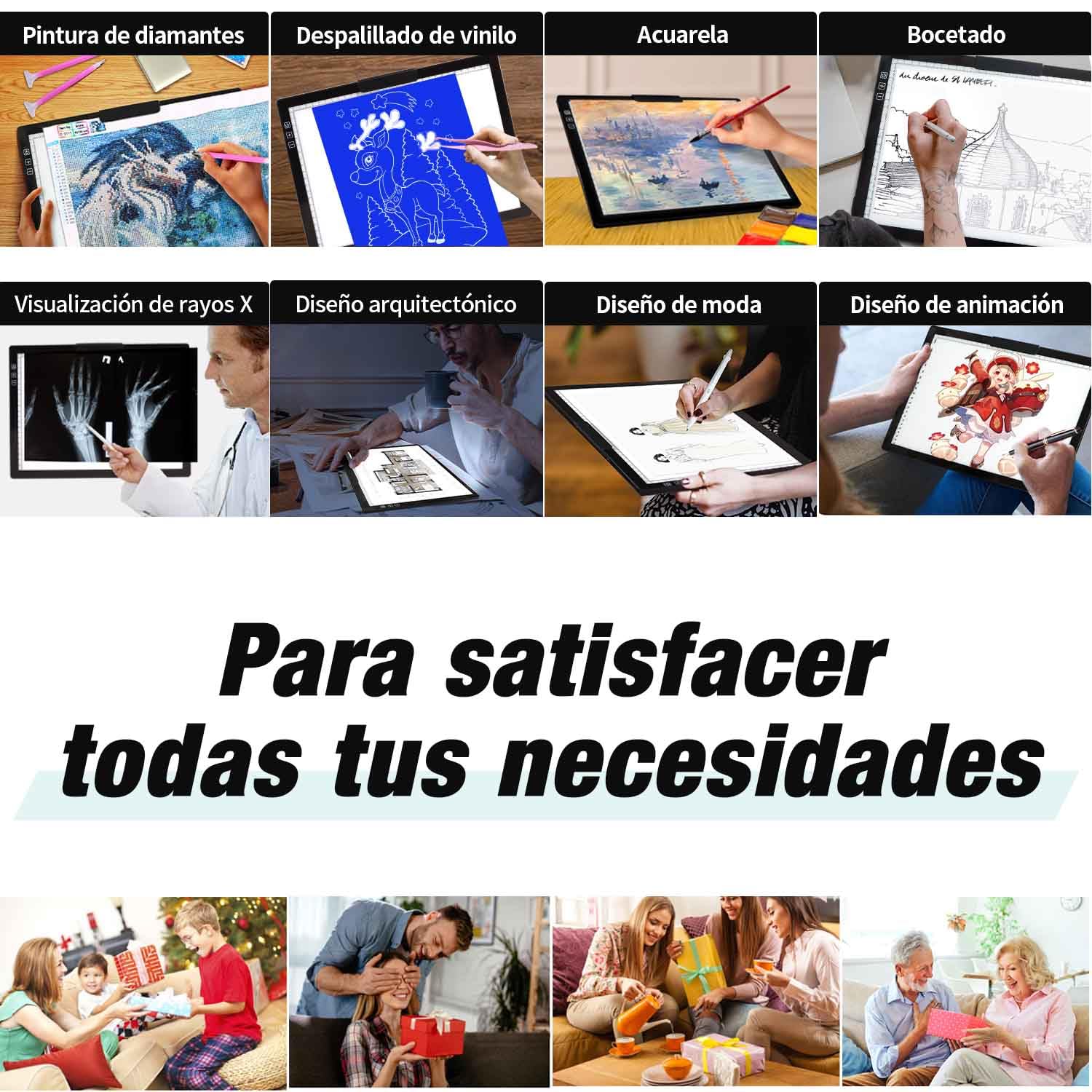 Zocelight Caja de luz recargable A4 con estuche acolchado, almohadilla de luz LED con soporte y clip incorporados, caja de luz para calcar, mesa de luz para pintura de diamantes, dibujo, bocetos