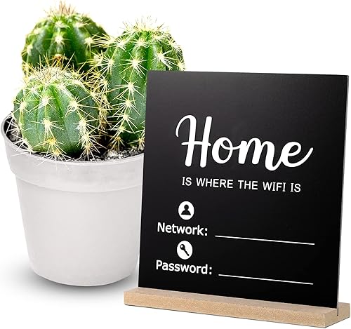 Letrero de madera con WiFi estilo pizarra de tiza con contraseña WiFi, letrero independiente, decoración de centro de mesa, letrero enmarcado de