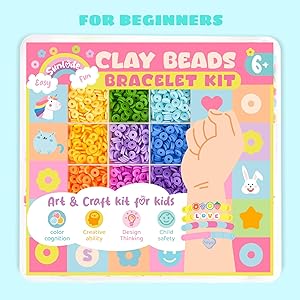 Sunlode Bracelet Making Kit 5000pcs, Jewelry Making Kit for Beginner, DIY Arts and Crafts Gift Toys for Kids Ages 6-13 Preppy Clay Beads with Charms Friendship Bracelets