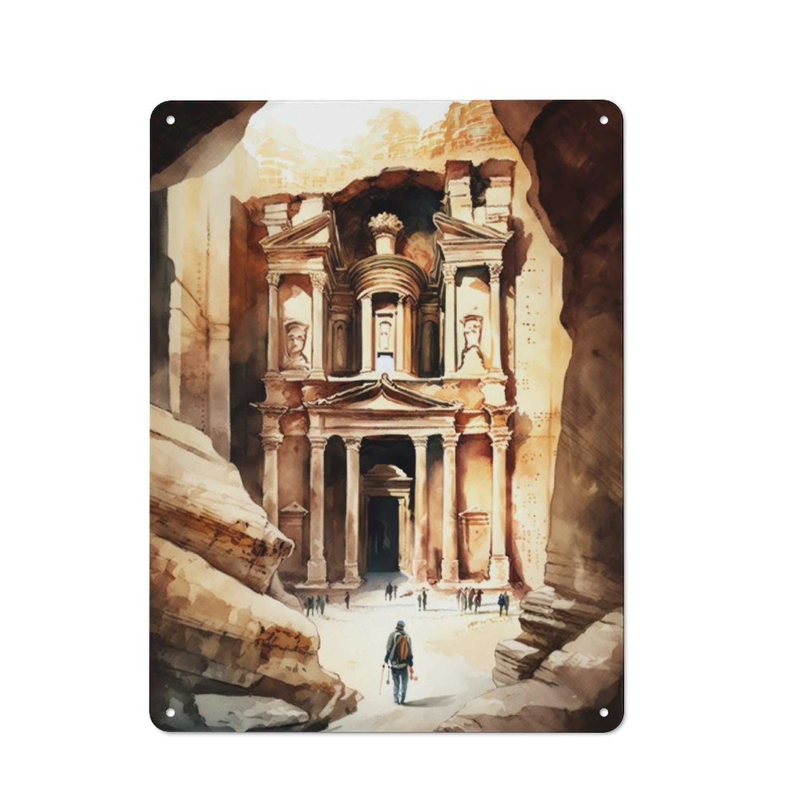 Junmoney Petra Charm Watercolor Metal Plaque 40X30cm With For Workshop Wall, Retro Decor, For Garage, Workshop And Man Cave Decoration