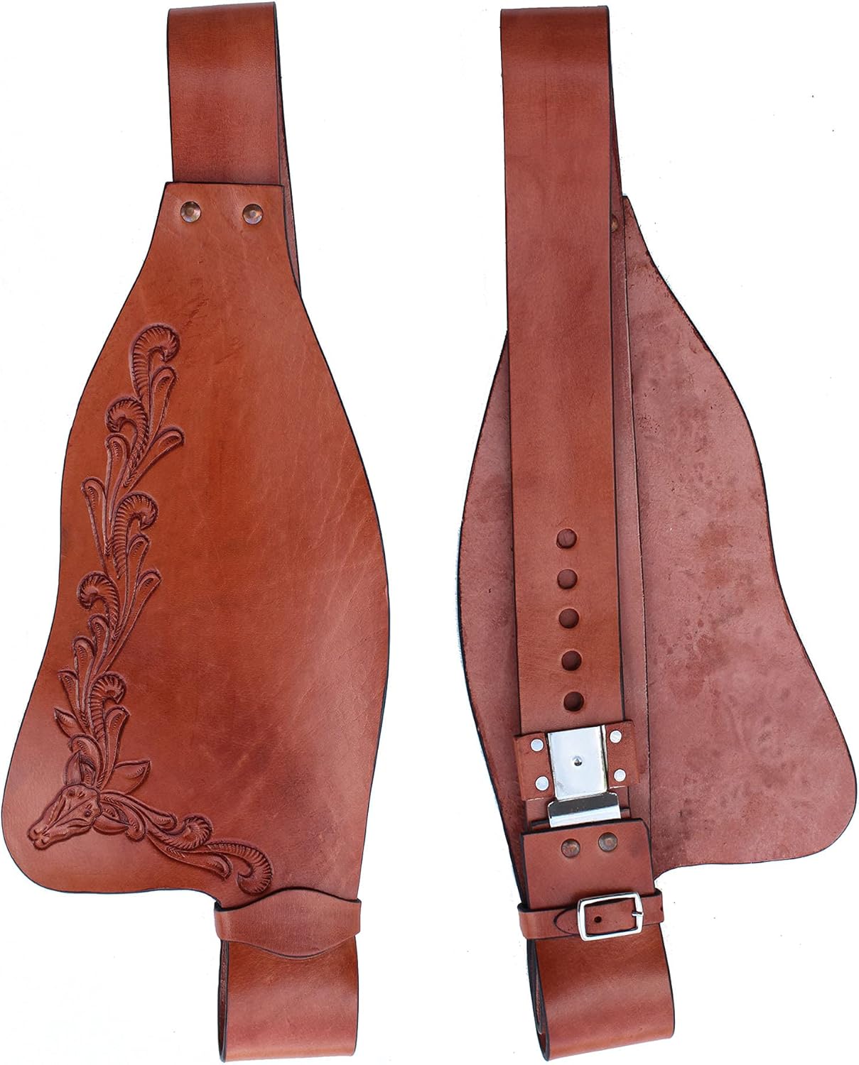 CHALLENGER Horse Western Adult Tooled Genuine Leather Replacement Saddle Fenders 5225