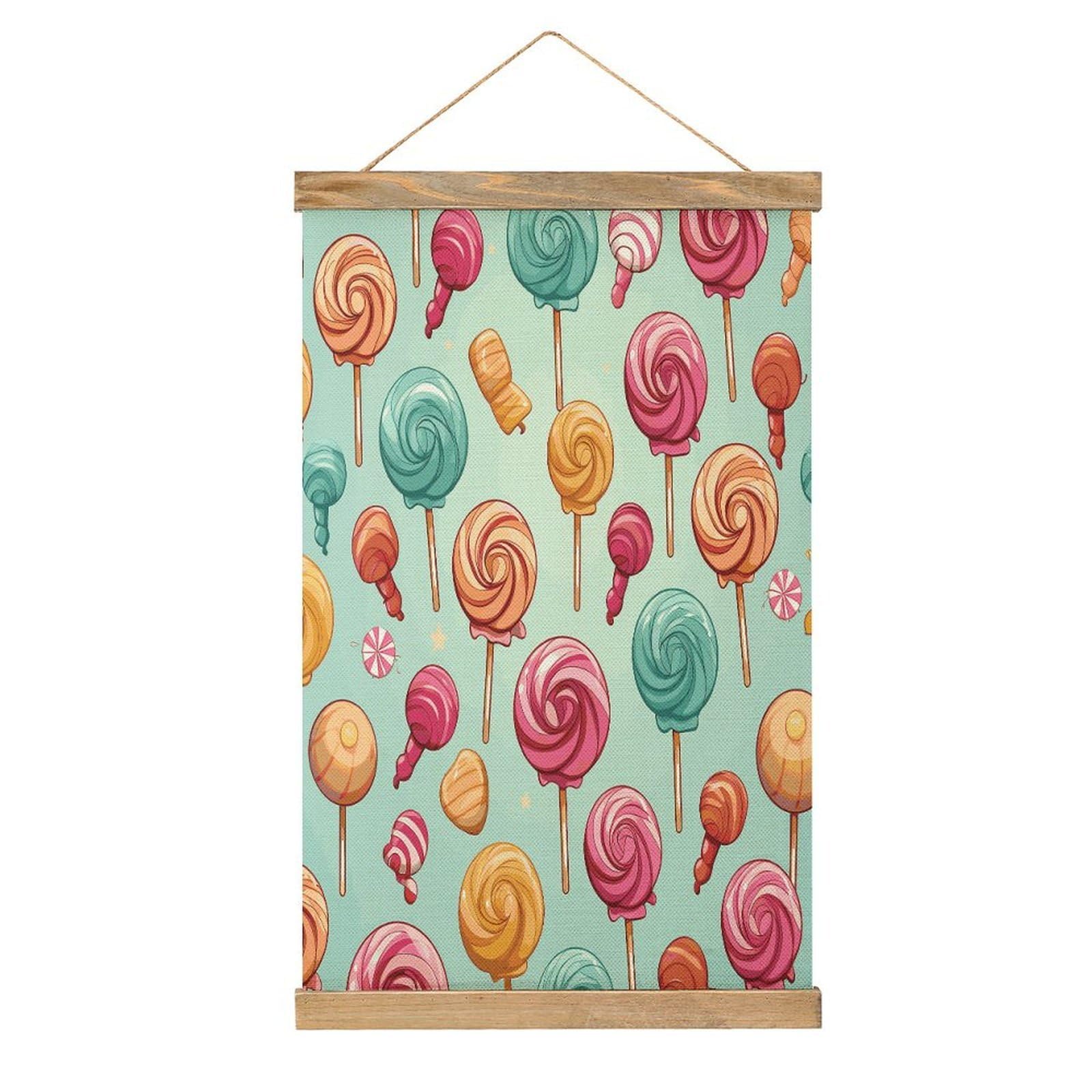 JTREHY Candy Linen Hanging Painting Vintage Poster Wall Art Prints Personality Style Wall Hanging Poster for Living Room Office Bedroom Decor Frame 13.2 X 20.47 Inch