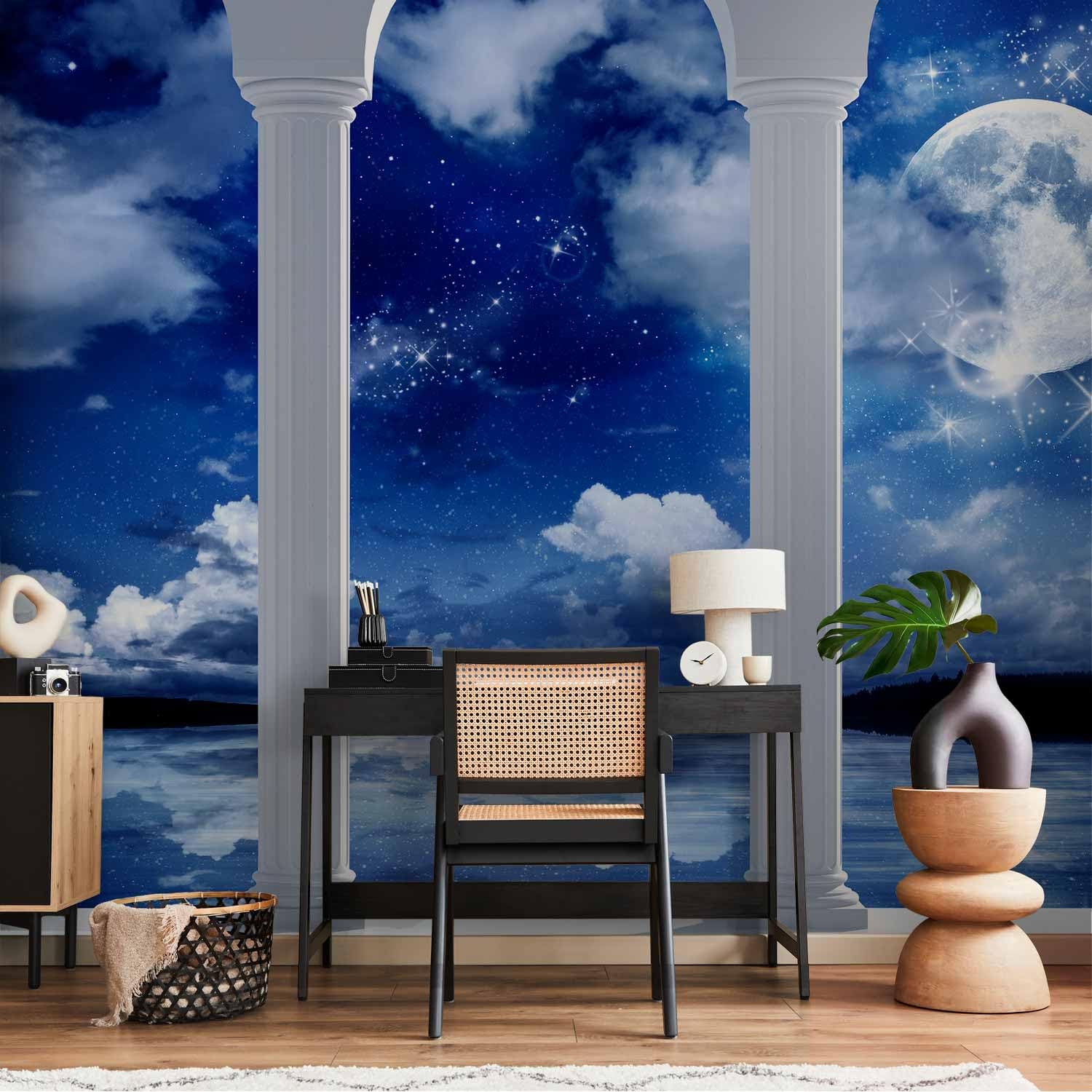 murando - Papier peint panoramique paysage 350x256 cm - Revêtement mural décoration pour chambre salon - Design unique et moderne - Bleu blanc - Nuages espace ciel nuit paysage c-A-0044-a-b