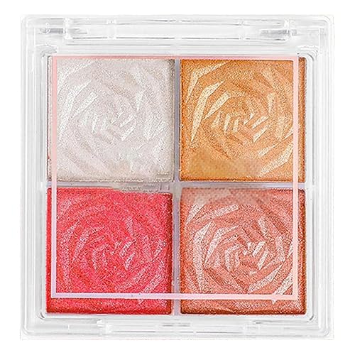 ACSUSS 4 Tone Blush Highlighter Palette Shimmer Powder Makeup Set For Women Girls Face Cheek Eyeshadow Glow Cosmetic Type 1 One Size(Type 1,One Size)