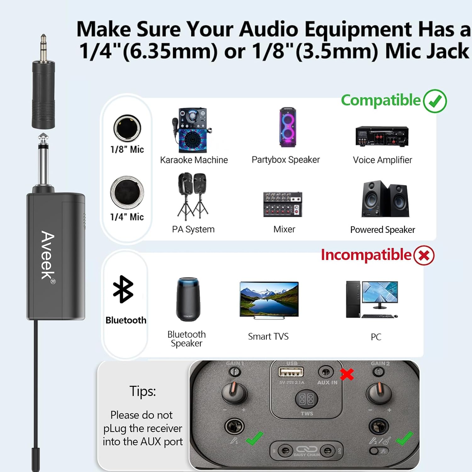 Aveek Wireless Karaoke Microphone, Rechargeable Handheld Mic with Receiver for Powered Speakers and Amplifiers, Karaoke Microphone Set for Singing, Weddings, DJ, Parties (2 Pack) - Image 3