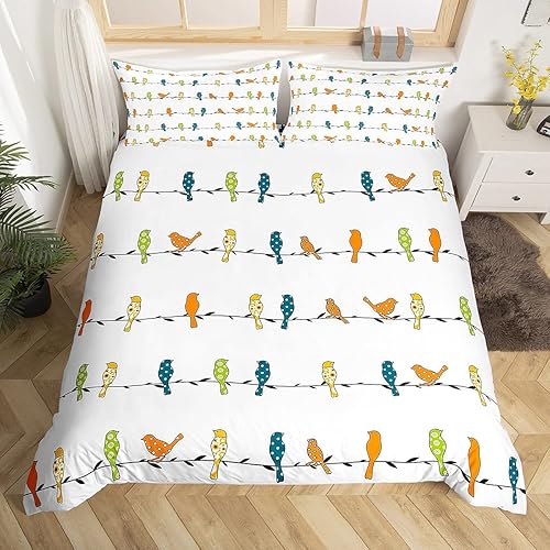 Miniatura 8 de Juego de ropa de cama de pájaros para mujeres adultas, funda de edredón con estampado floral bohemio de animales, decoración de dormitorio para