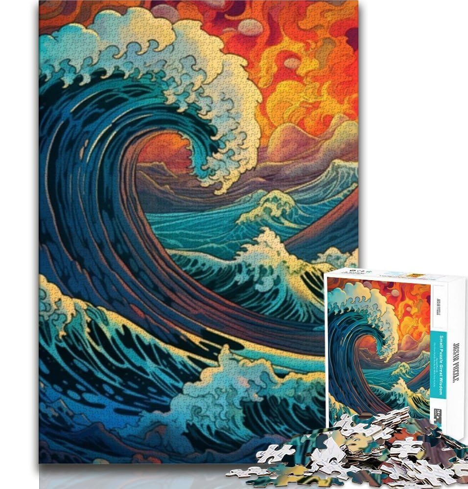 Jigsaw Puzzles for Teenagers Beautiful Wave Puzzles,Challenging Game Gifts for Is Ideal As A Gift for The Whole Family 38x26cm