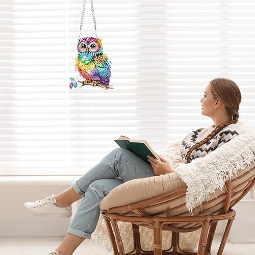 Miniatura 7 de Animal colorido búho DIY acrílico diamante pintura arte arte kits de colgante de diamantes de imitación en forma especial diamante redondo arte