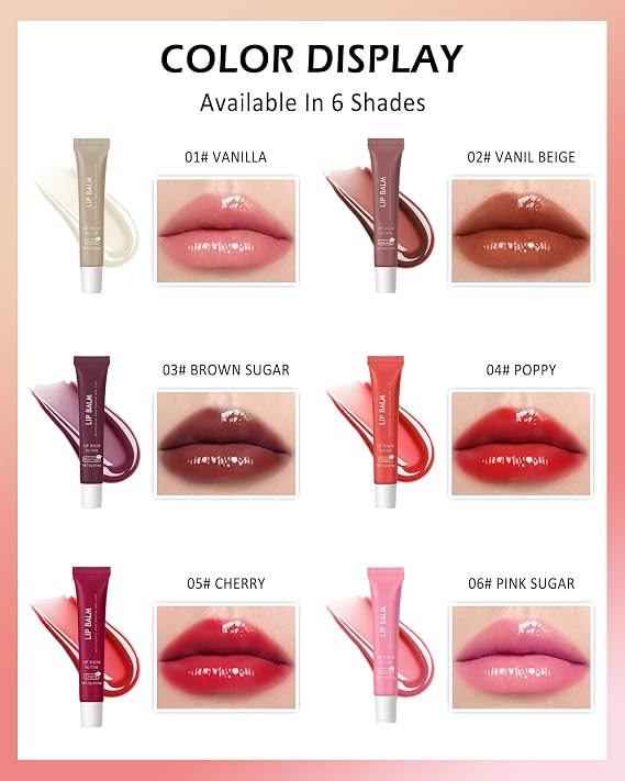 Lip Balm Butter Vanilla,Hydrating Tinted Butter Lip Gloss,Clear Lip Mask Lip Care Moisturizer,Lip Treatment Balm,Non-Sticky Glow Reviver Fat Lip Oil Lipgloss,Women's Day Makeup Gift for Women-01