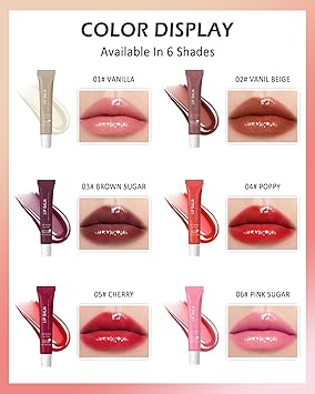 Lip Balm Butter Vanilla,Hydrating Tinted Butter Lip Gloss,Clear Lip Mask Lip Care Moisturizer,Lip Treatment Balm,Non-Sticky Glow Reviver Fat Lip Oil Lipgloss,Women's Day Makeup Gift for Women-01